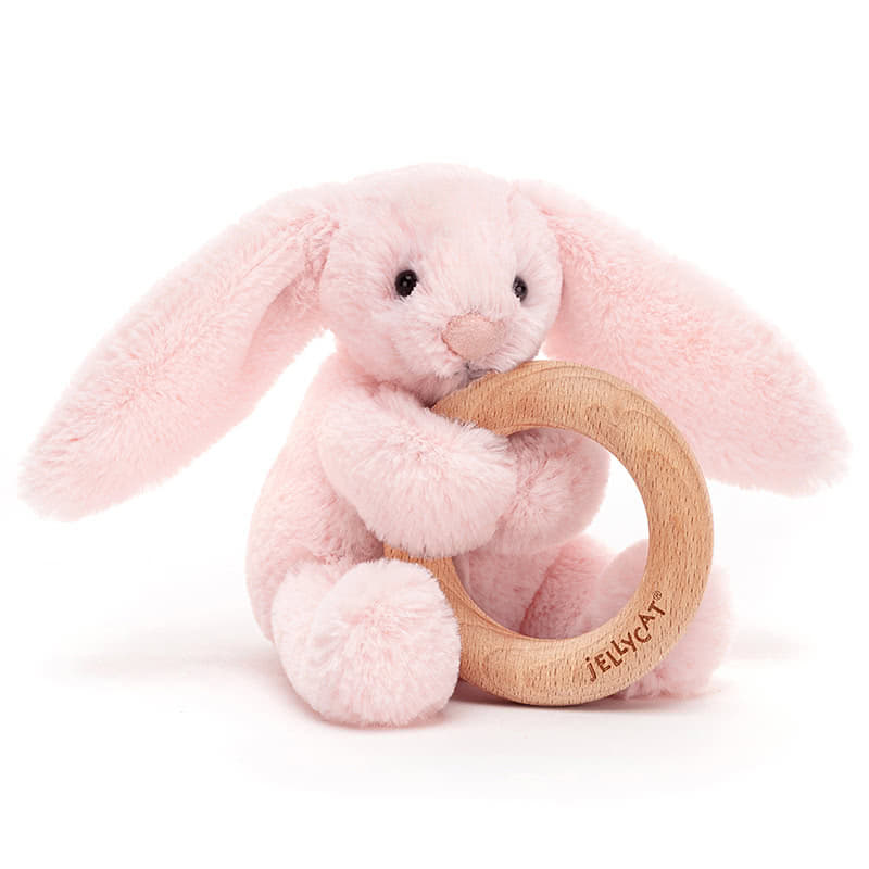 Bashful Pink Bunny Wooden Ring