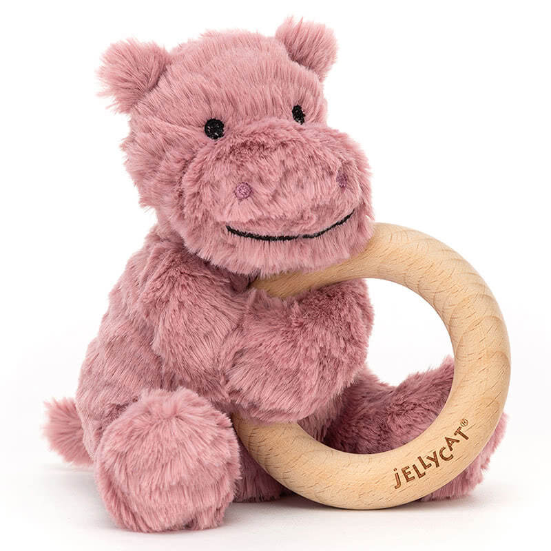 JellycatFuddlewuddle Hippo Wooden Ring Toy