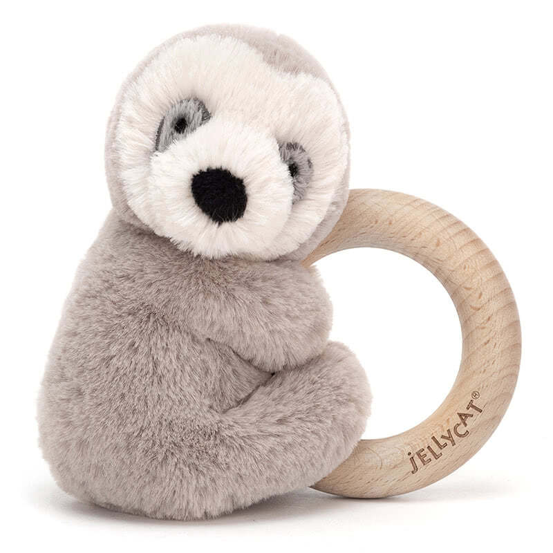 JellycatShooshu Sloth Wooden Ring Toy