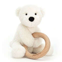 Shooshu Polar Bear Wooden Ring Toy