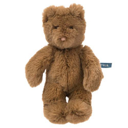 Moulin Roty Arthur et Louison Brown Bear Small. This super soft, small cuddly teddy bear comes with fluffy brown fur, little cupped ears, little black glossy eyes, a small velvet beige nose, bobtail and well proportioned arms and legs.