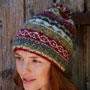 Pachamama Classic Fairisle Bobble Beanie Rust side