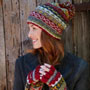 Pachamama Classic Fairisle Bobble Beanie Rust together