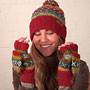 Pachamama Knitwear Classic Fairisle Glove Mitts Rust front view