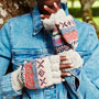 Pachamama Knitwear Classic Fairisle Oatmeal Glove Mitts on