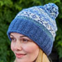 Classic Fairisle Roll Back Bobble Beanie Denim