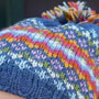 Pachamama Clifden Denim Fine Knit Bobble Beanie close