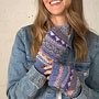 Pachamama Knitwear Fairisle Glove Mitt Jacaranda wearing