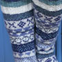 Pachamama Knitwear Classic Fairisle Long Socks Denim close up