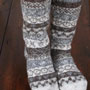 Pachamama Knitwear Classic Fairisle Long Socks Natural front view