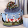 Pachamama Knitwear Herd of Llama Tea Cosy in-situ
