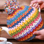 Pachamama Knitwear Yucatan Tea Cosy pouring