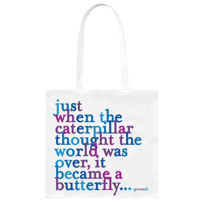 QuotableTote Bag Caterpillar Butterfly