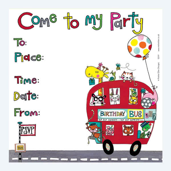 Rachel EllenBirthday Bus Party Invitation