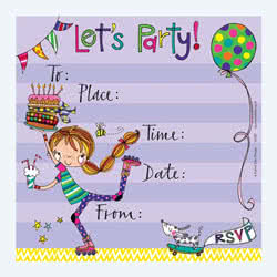 Girl on Roller Blades Party Invitation