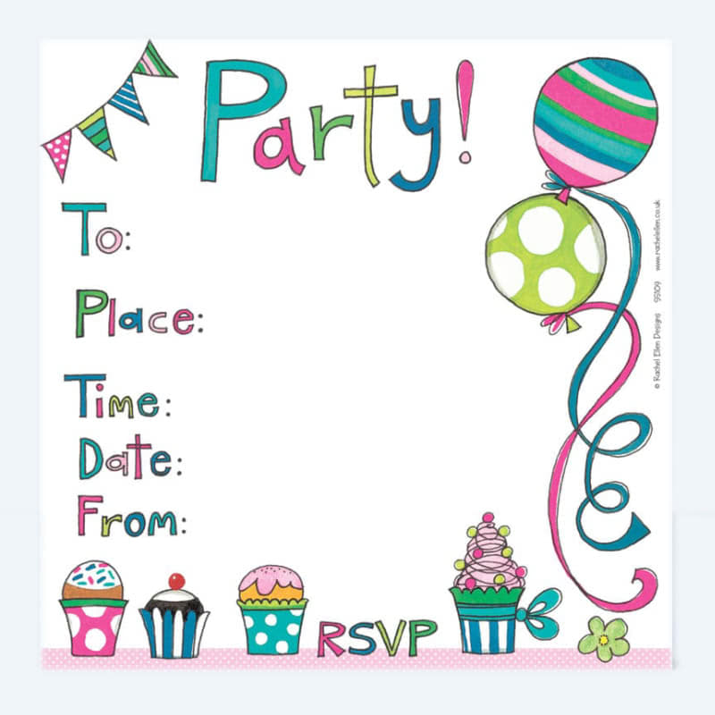 Rachel EllenCakes and Balloons Party Invitation