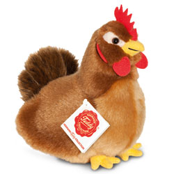 Teddy Hermann Brown Hen Soft Toy 16cm..Coming with a three shades of brown, soft  fur body, a bright red wattle and comb plus bright yellow feet and beak. It is perfectly proportioned, and comes with the most adorable cute looks.