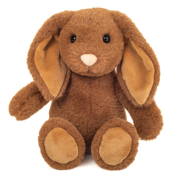 Teddy Hermann Cara Bunny Dark Brown 25cm Plush Toy coming in a soft, dark-brown fur body with soft fawn pads and inner ears plus a delicate pink nose.