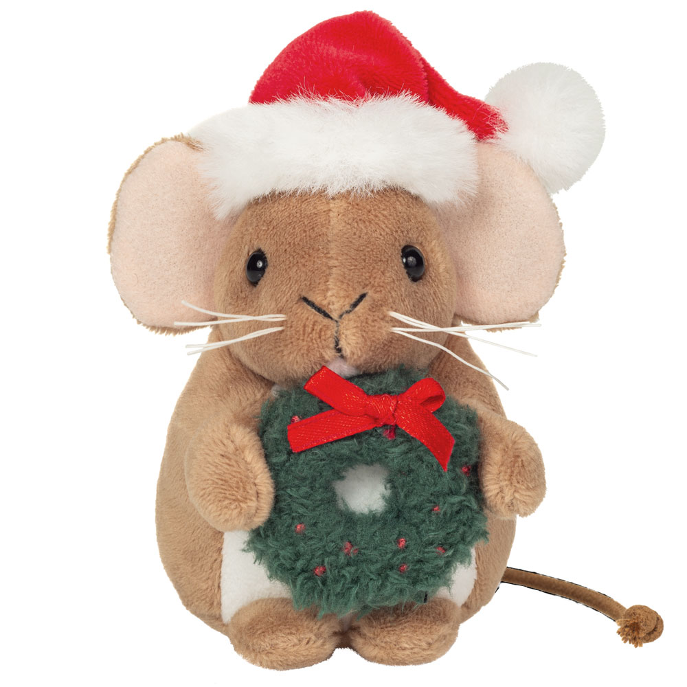 Teddy Hermann Christmas Mouse with Wreath 11cm Plush