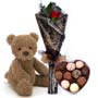 Teddy Bear, Rose and Chocolates Small Image